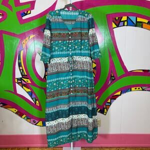 Teal Patterned Women's Dress Silky Dress. Size Medium. Excellent condition!
